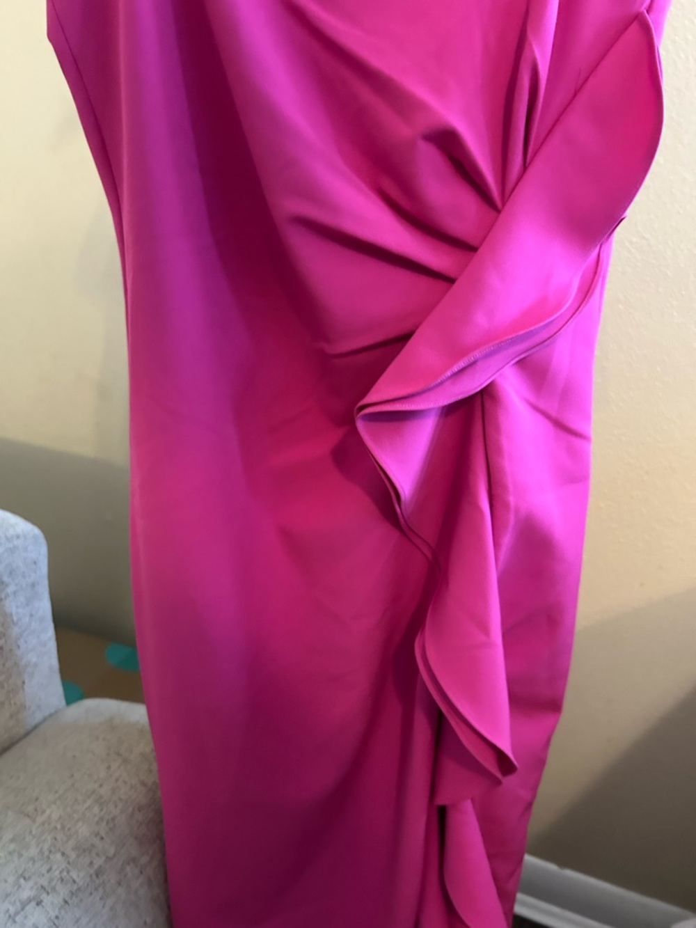 Bardot Hot Pink Ruffle-Trim Midi Dress Size 8 M - Picture 2 of 9